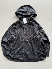 ADIDAS BLACK PACKABLE HOODED JACKET - M