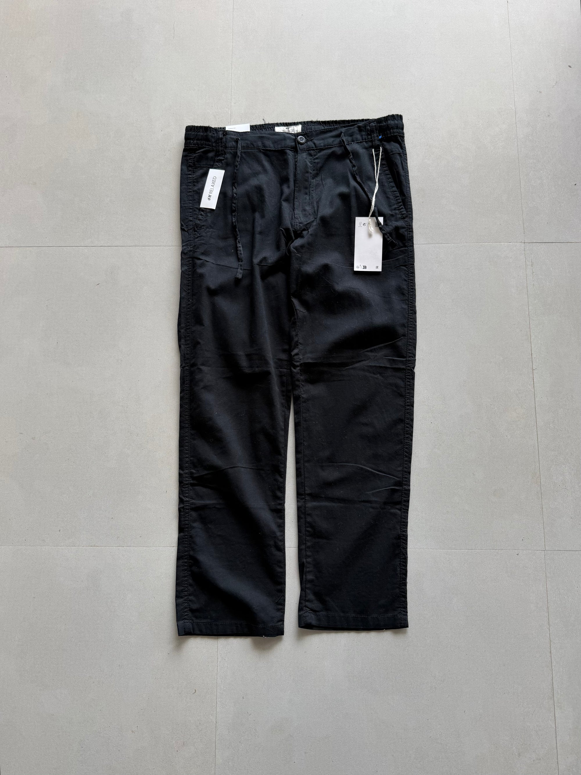 H&M BLACK LINEN PANT - L