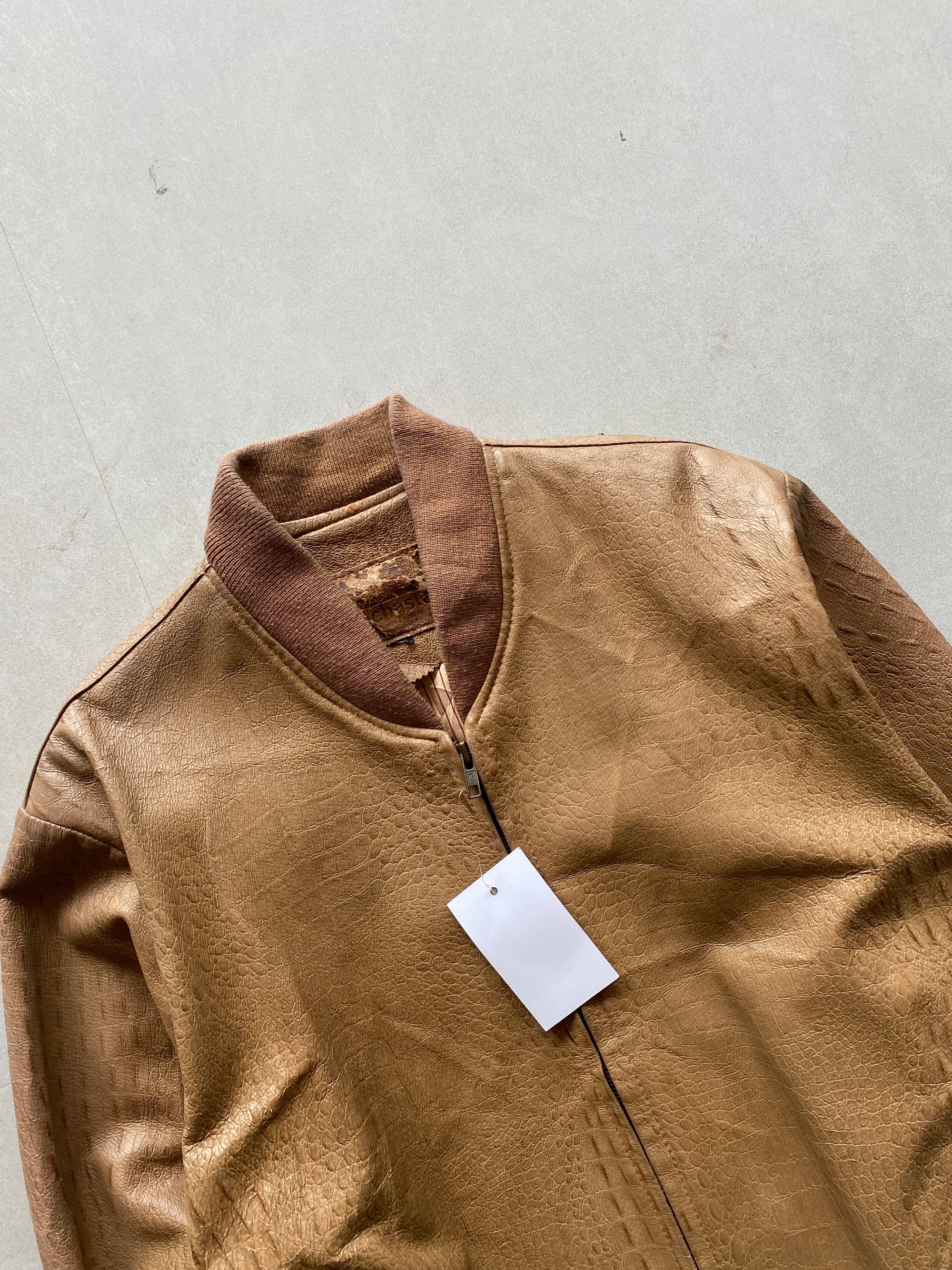 BROWN BOMBER LEATHER JACKET - M