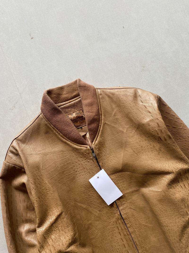 BROWN BOMBER LEATHER JACKET - M