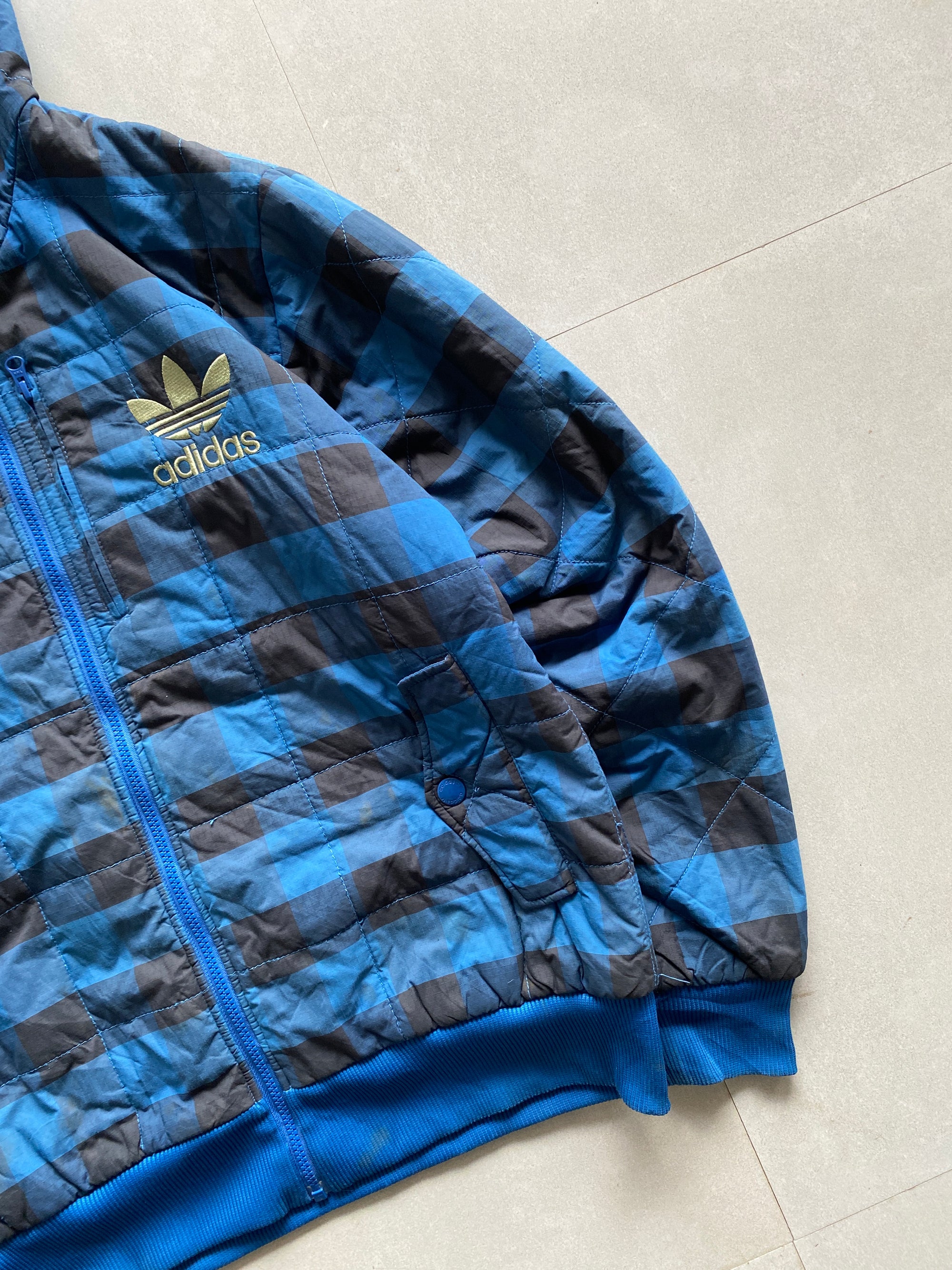 90s ADIDAS HOODED HEAVY JACKET - XL