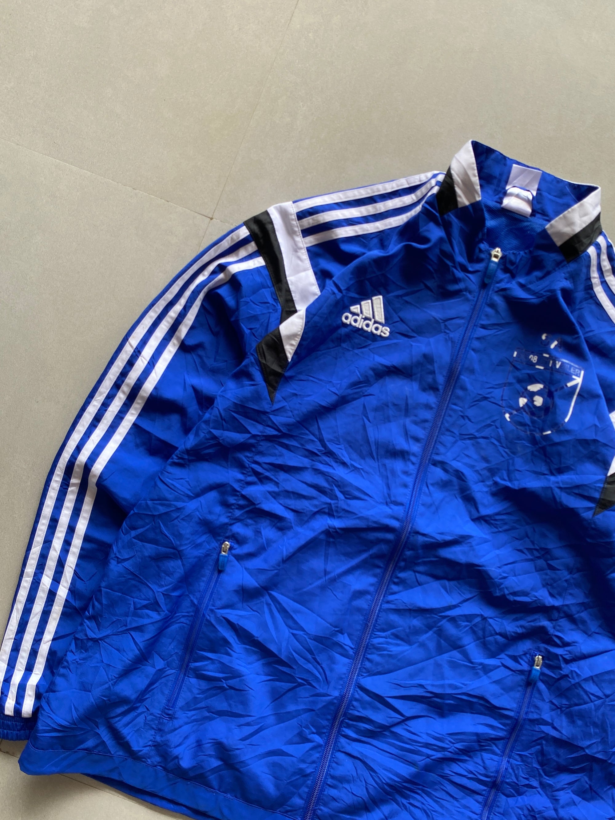 ADIDAS STRIPED BLUE JACKET - L