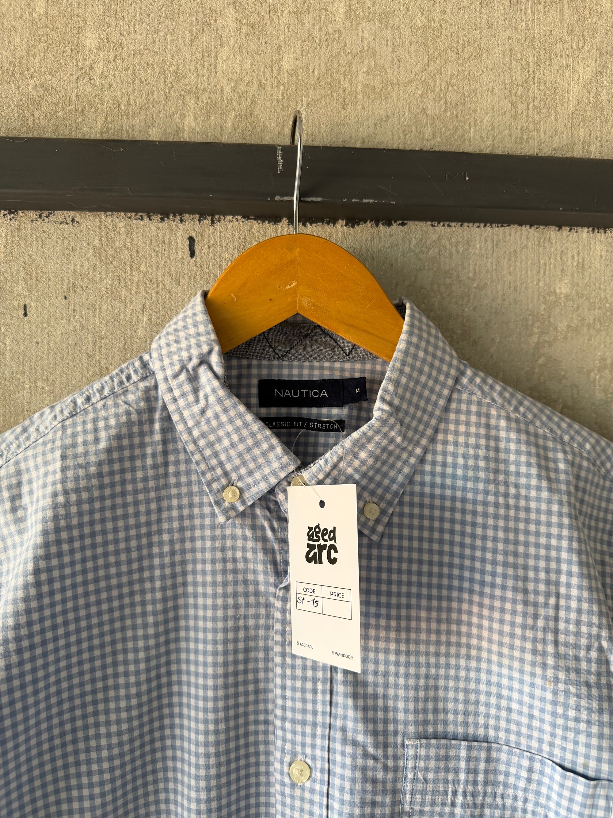 NAUTICA CHECKERD SHIRT - L ST75