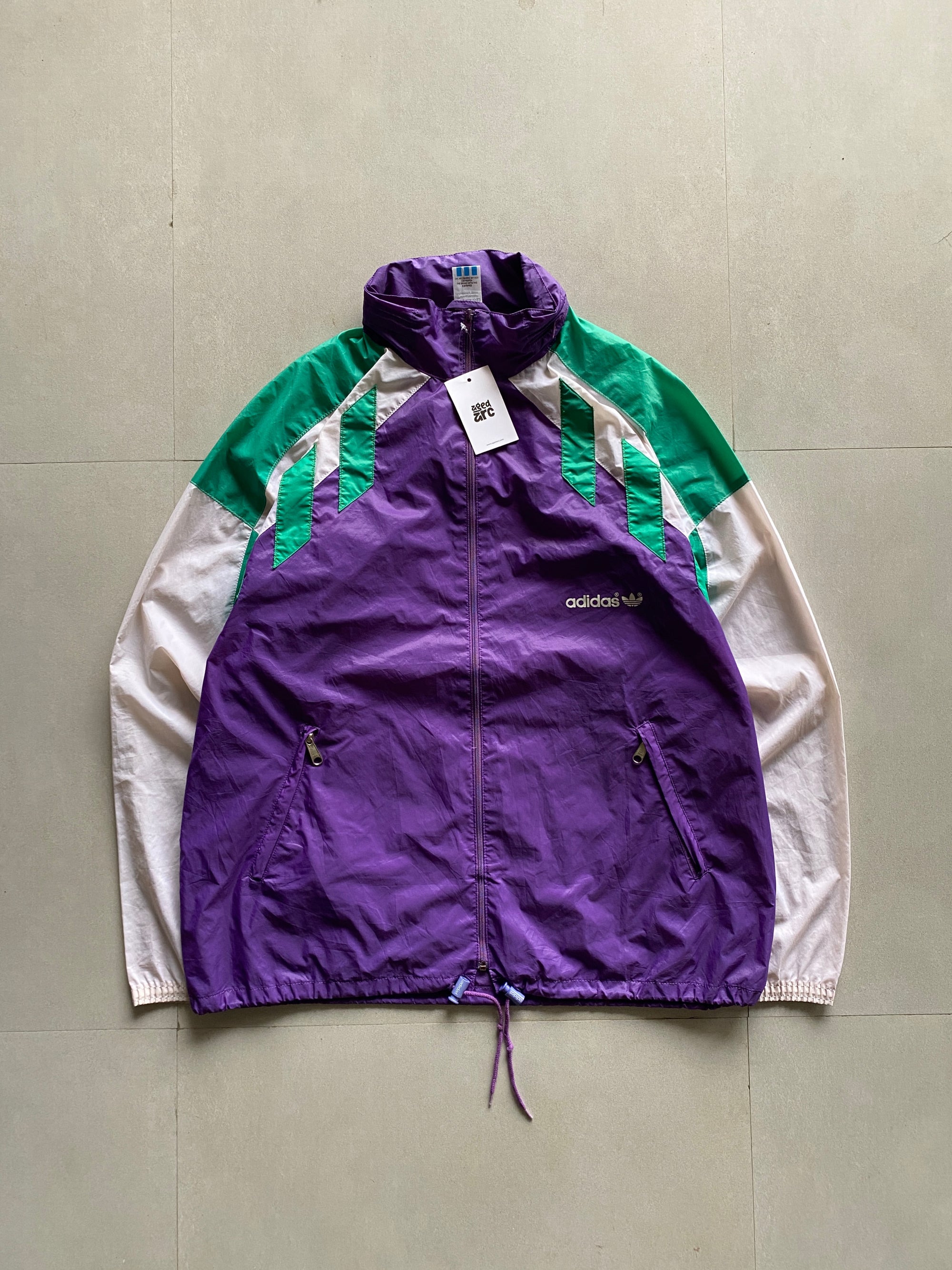 80s ADIDAS WINDBREAKER JACKET - XL
