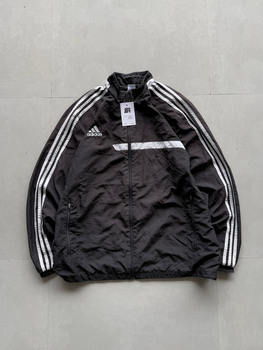 ADIDAS BLACK STRIPED JACKET - XL