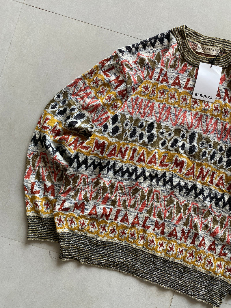PRINTED KNIT SWEATER - M