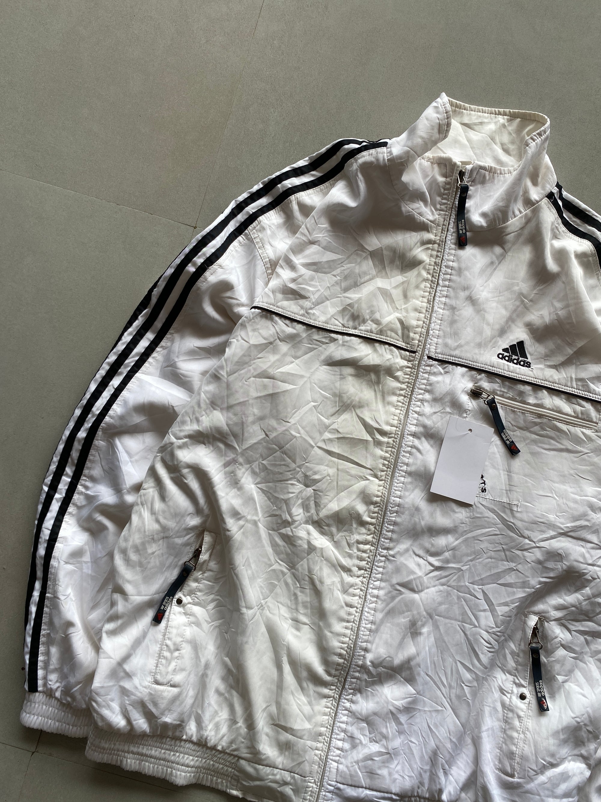 ADIDAS WHITE STRIPED JACKET - XL