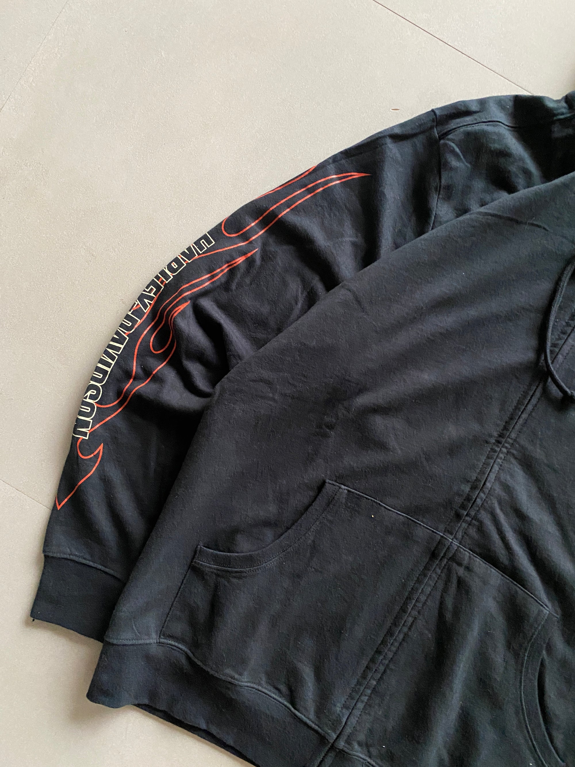 VINTAGE HARLEY DAVIDSON SPELL OUT ZIPPER HOODIE - XL