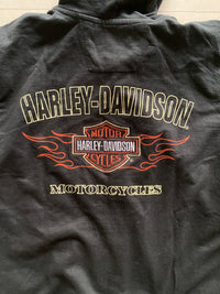VINTAGE HARLEY DAVIDSON SPELL OUT ZIPPER HOODIE - XL
