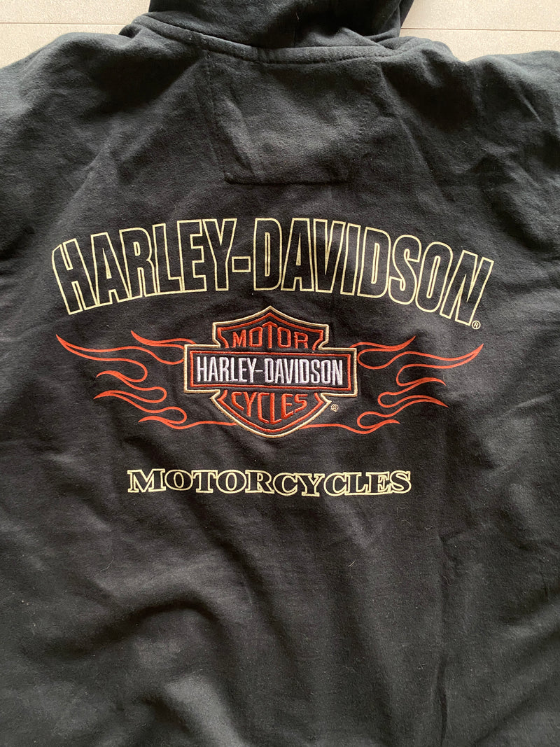 VINTAGE HARLEY DAVIDSON SPELL OUT ZIPPER HOODIE - XL
