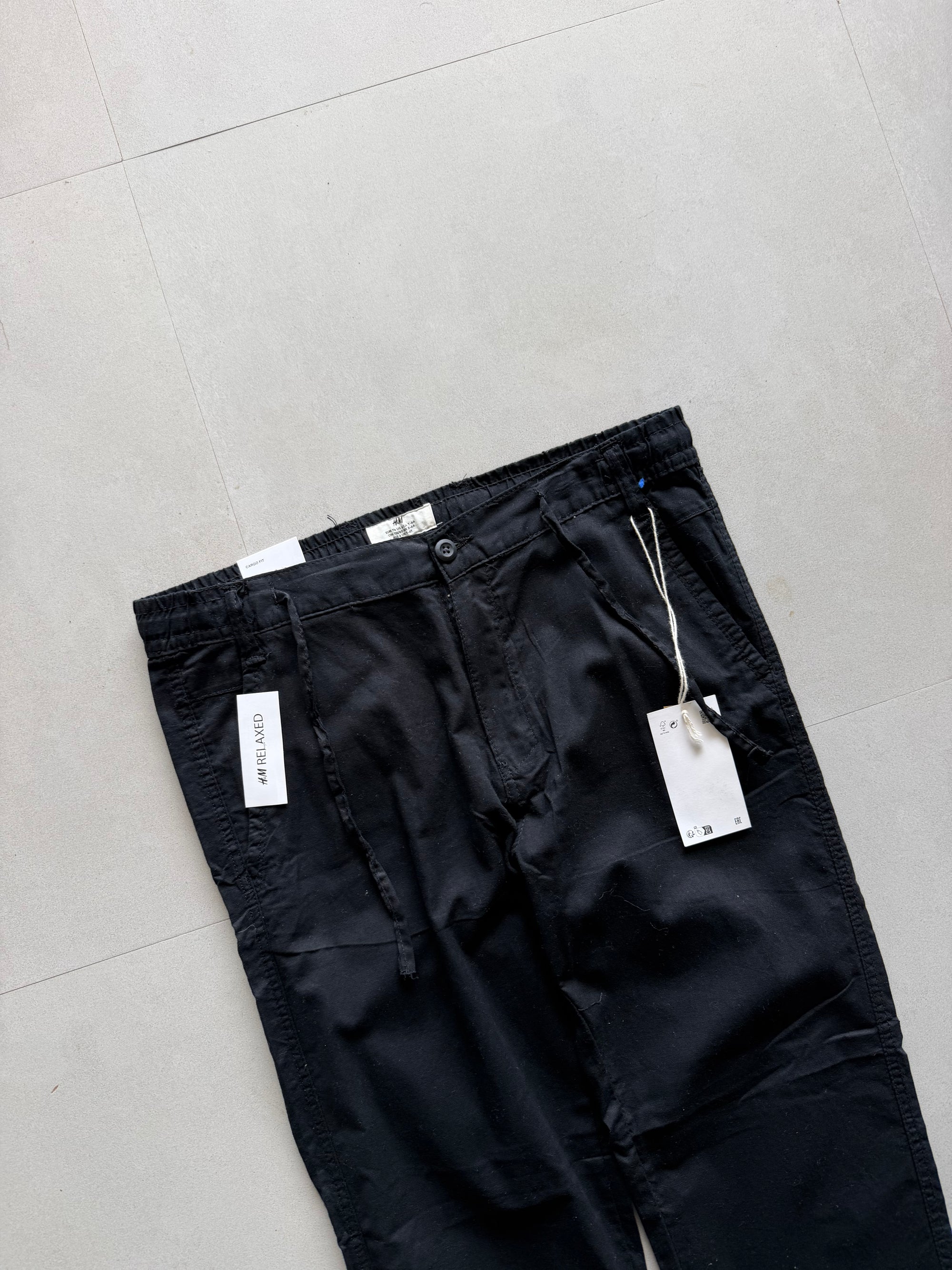 H&M BLACK LINEN PANT - L