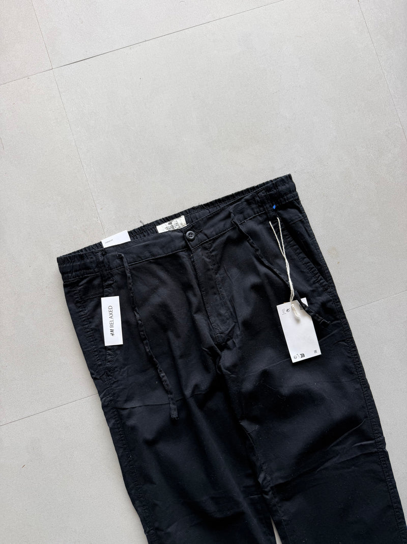 H&M BLACK LINEN PANT - L