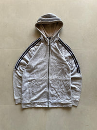 ADIDAS STRIPED ZIPPER HOODIE - S