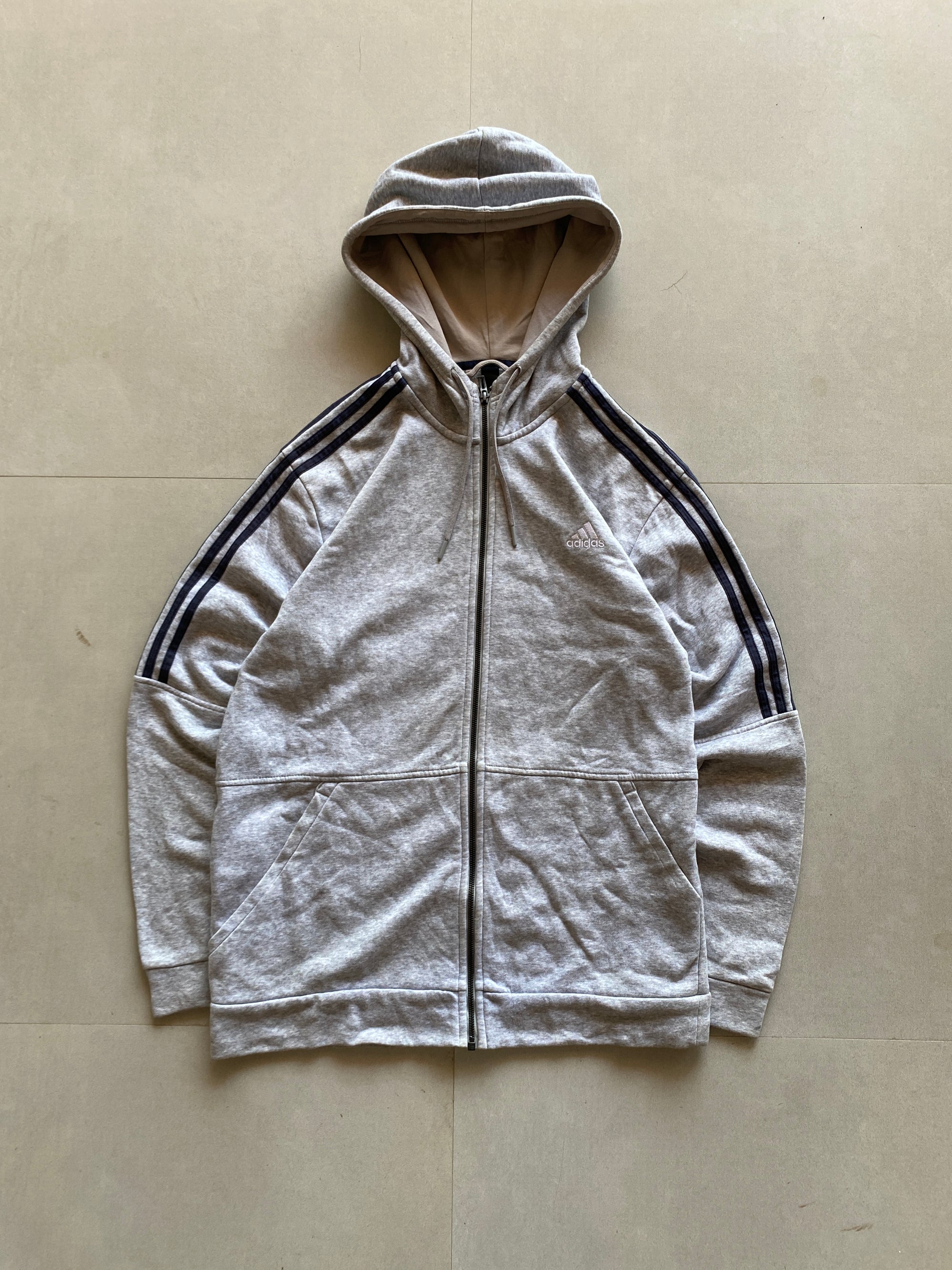 ADIDAS STRIPED ZIPPER HOODIE - S