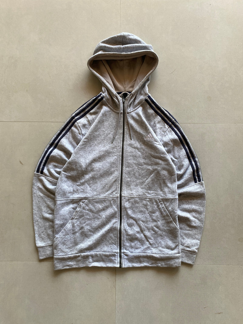 ADIDAS STRIPED ZIPPER HOODIE - S