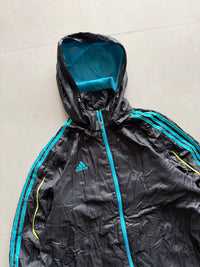 ADIDAS STRIPED HOODED JACKET - M