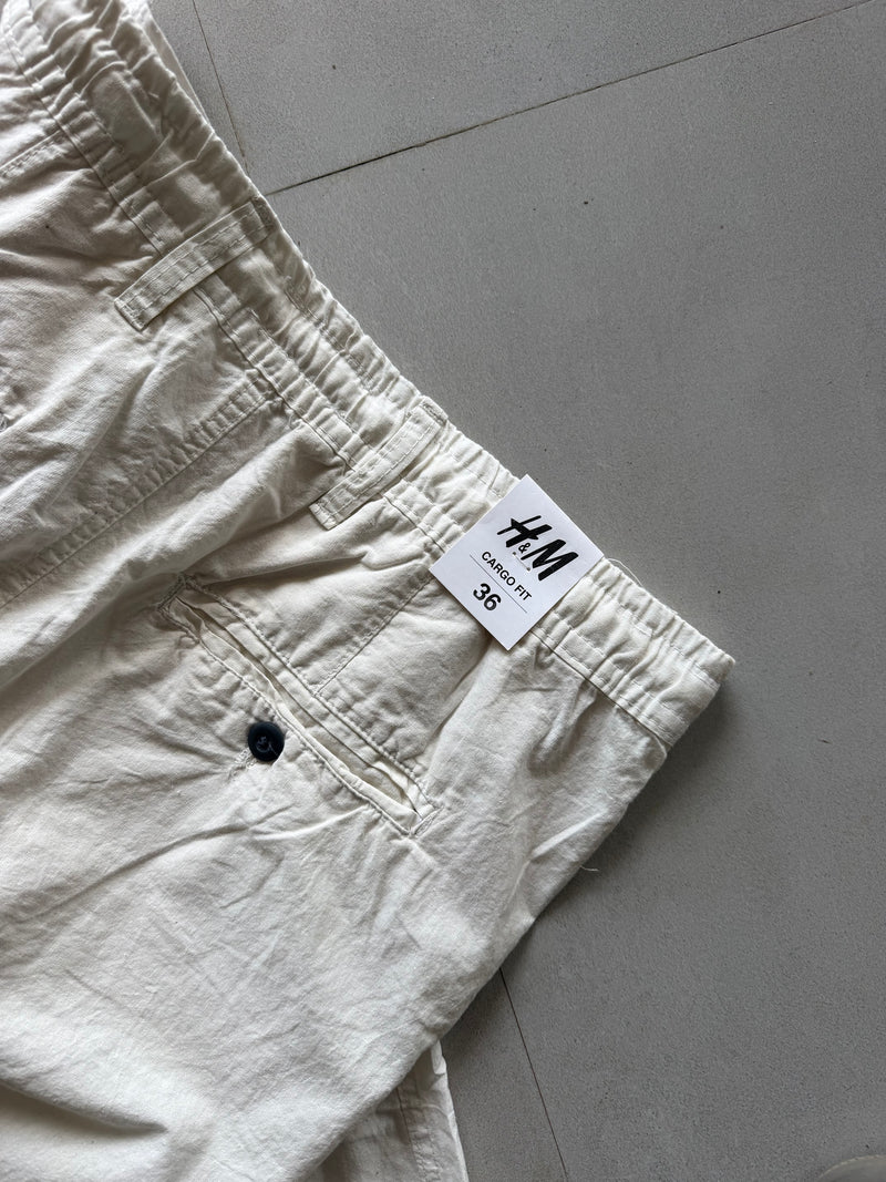 H&M WHITE LINEN PANT - L
