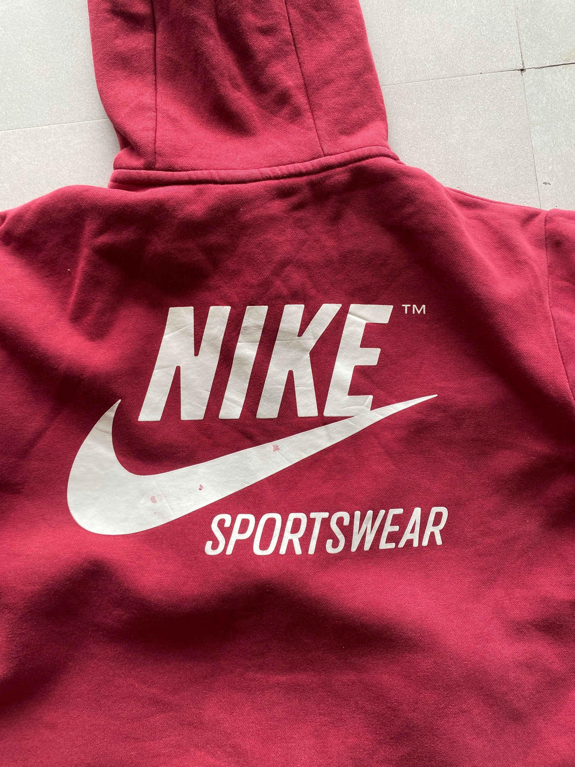 VINTAGE NIKE BIG LOGO ZIPPER HOODIE - L