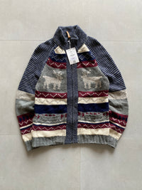 PRINTED KNIT ZIPPER - XS
