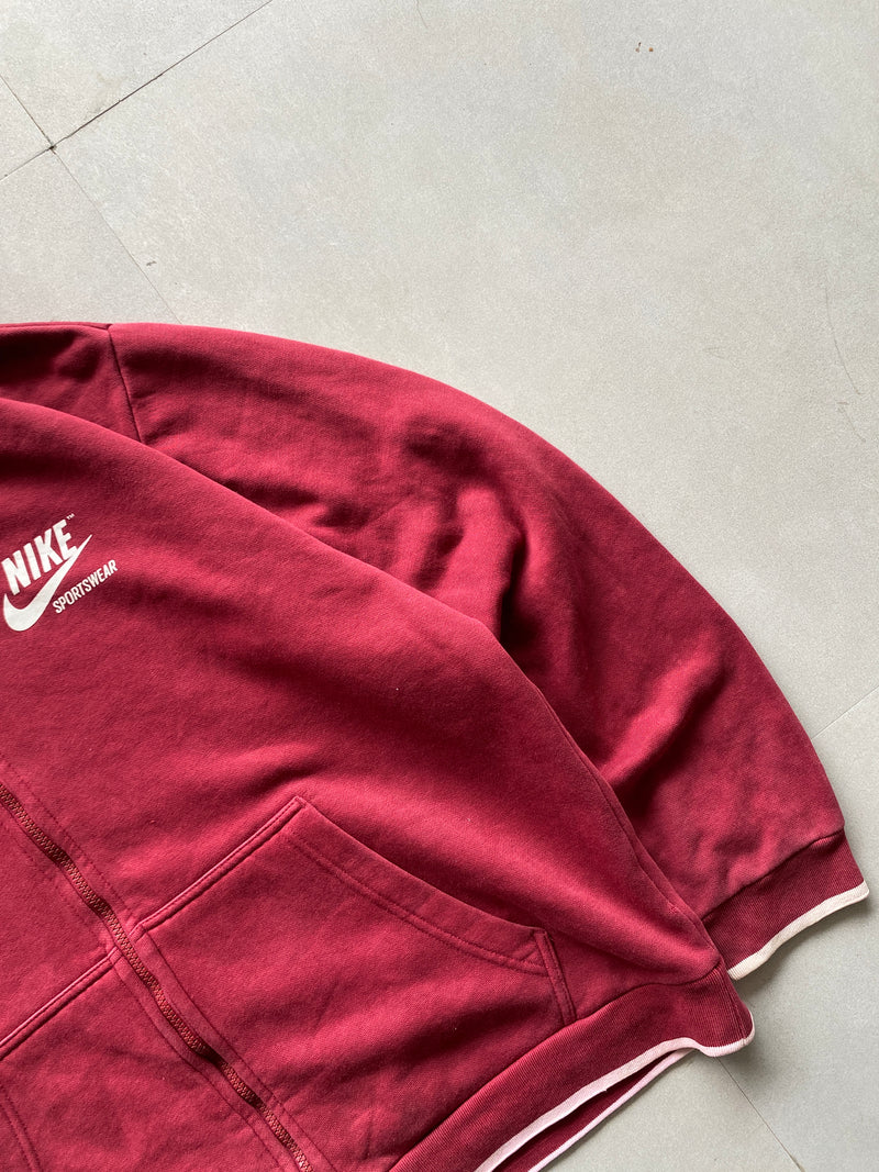 VINTAGE NIKE BIG LOGO ZIPPER HOODIE - L