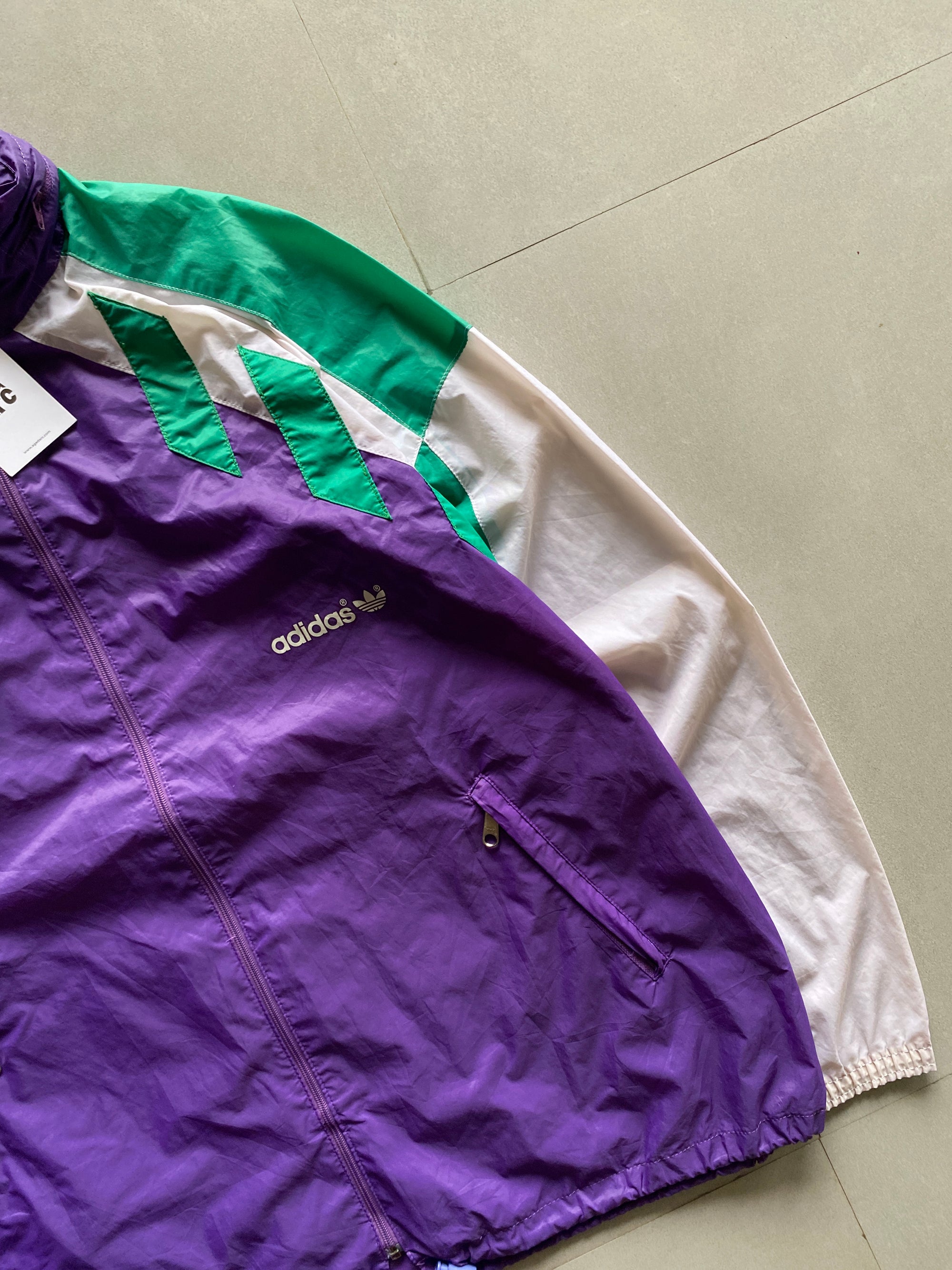 80s ADIDAS WINDBREAKER JACKET - XL