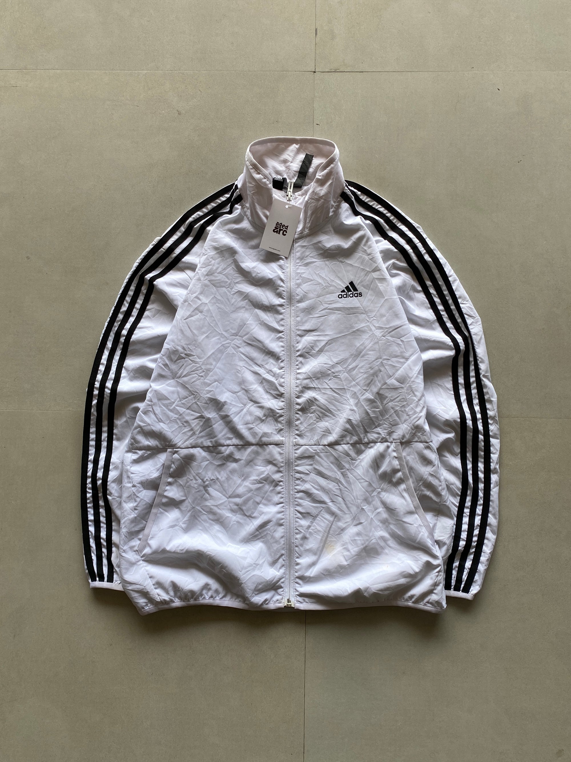 ADIDAS WHITE STRIPED JACKET - L