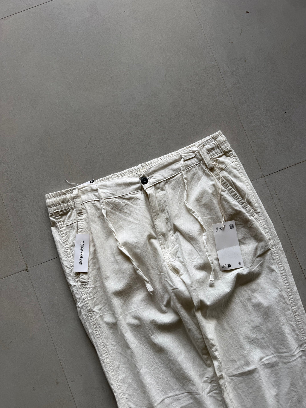 H&M WHITE LINEN PANT - L