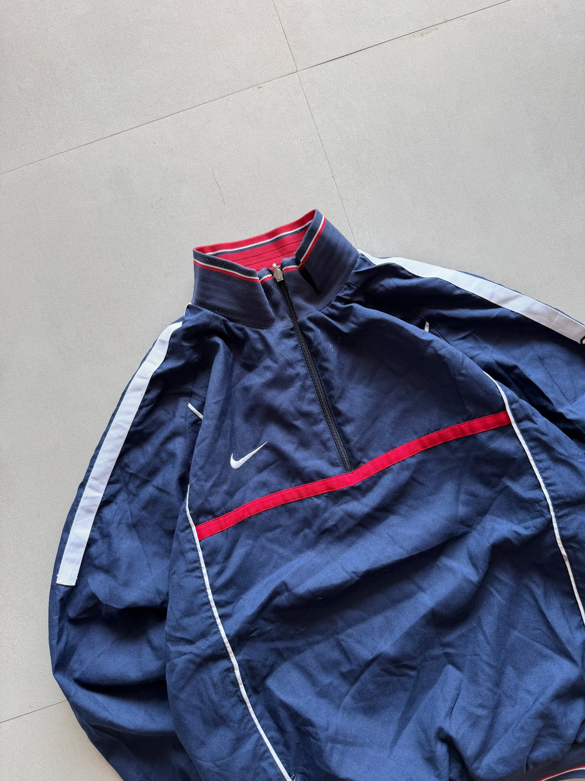 90S NIKE QUARTER ZIP REVERSIBLE JACKET - L