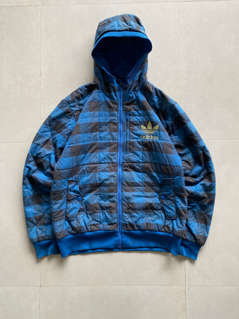 90s ADIDAS HOODED HEAVY JACKET - XL