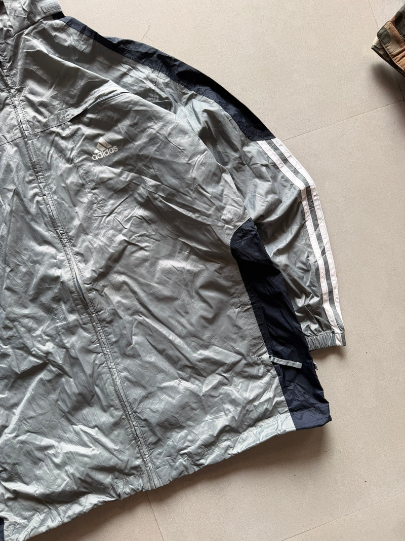 ADIDAS STRIPED HOODED JACKET  - L