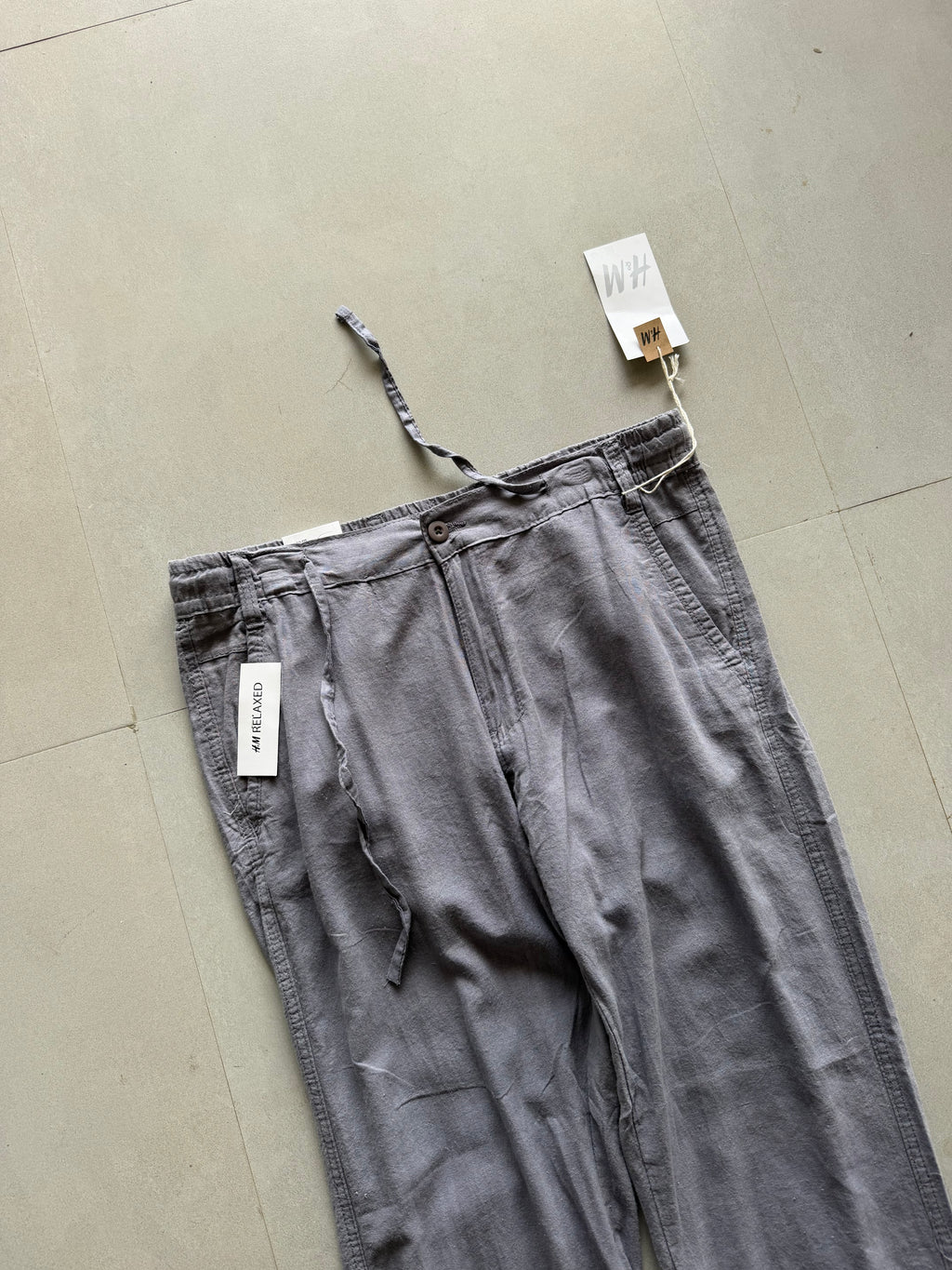 H&M GREY LINEN PANT - L