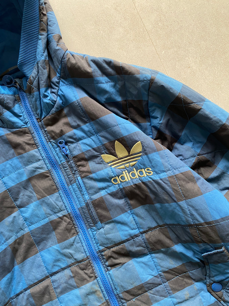 90s ADIDAS HOODED HEAVY JACKET - XL