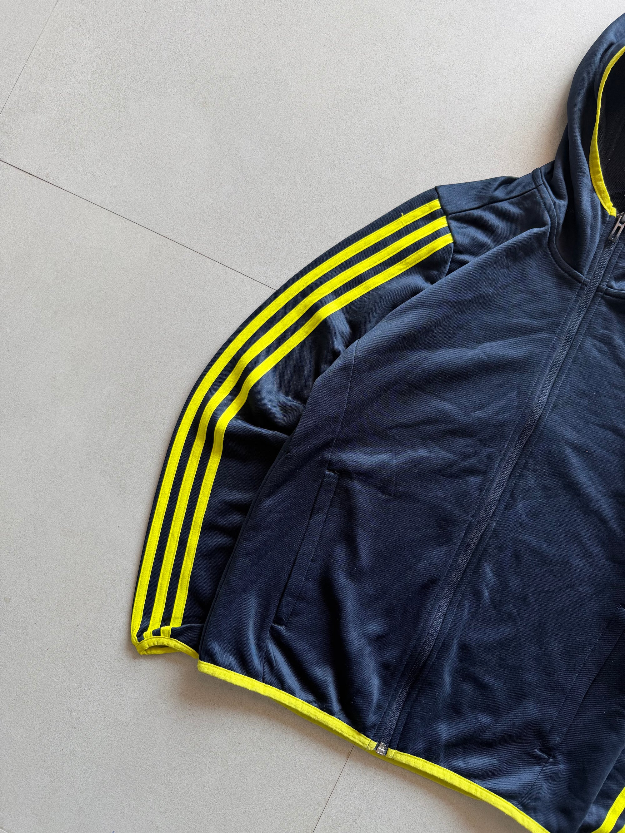 ADIDAS STRIPED HOODED JACKET - XS