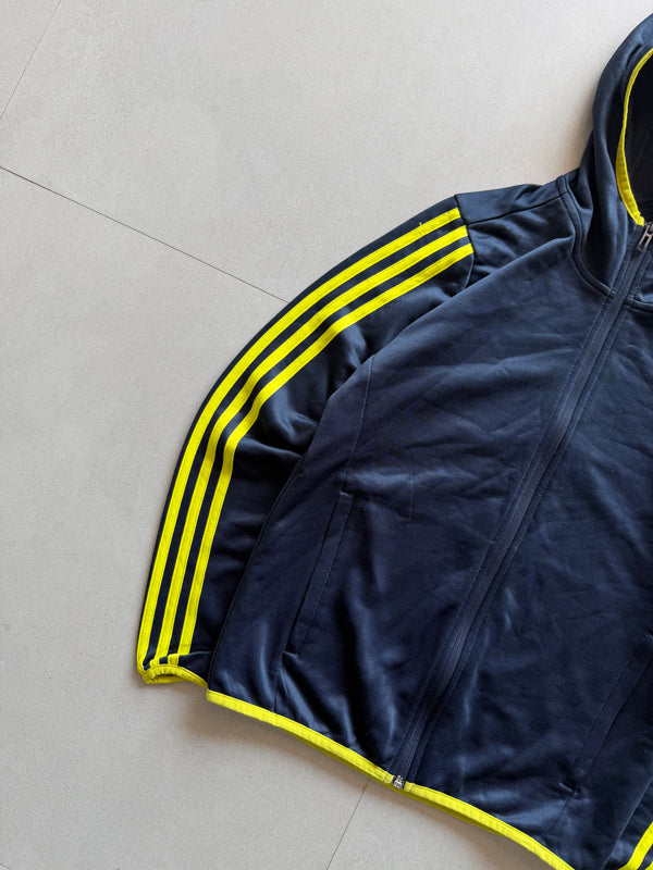 ADIDAS STRIPED HOODED JACKET - XS
