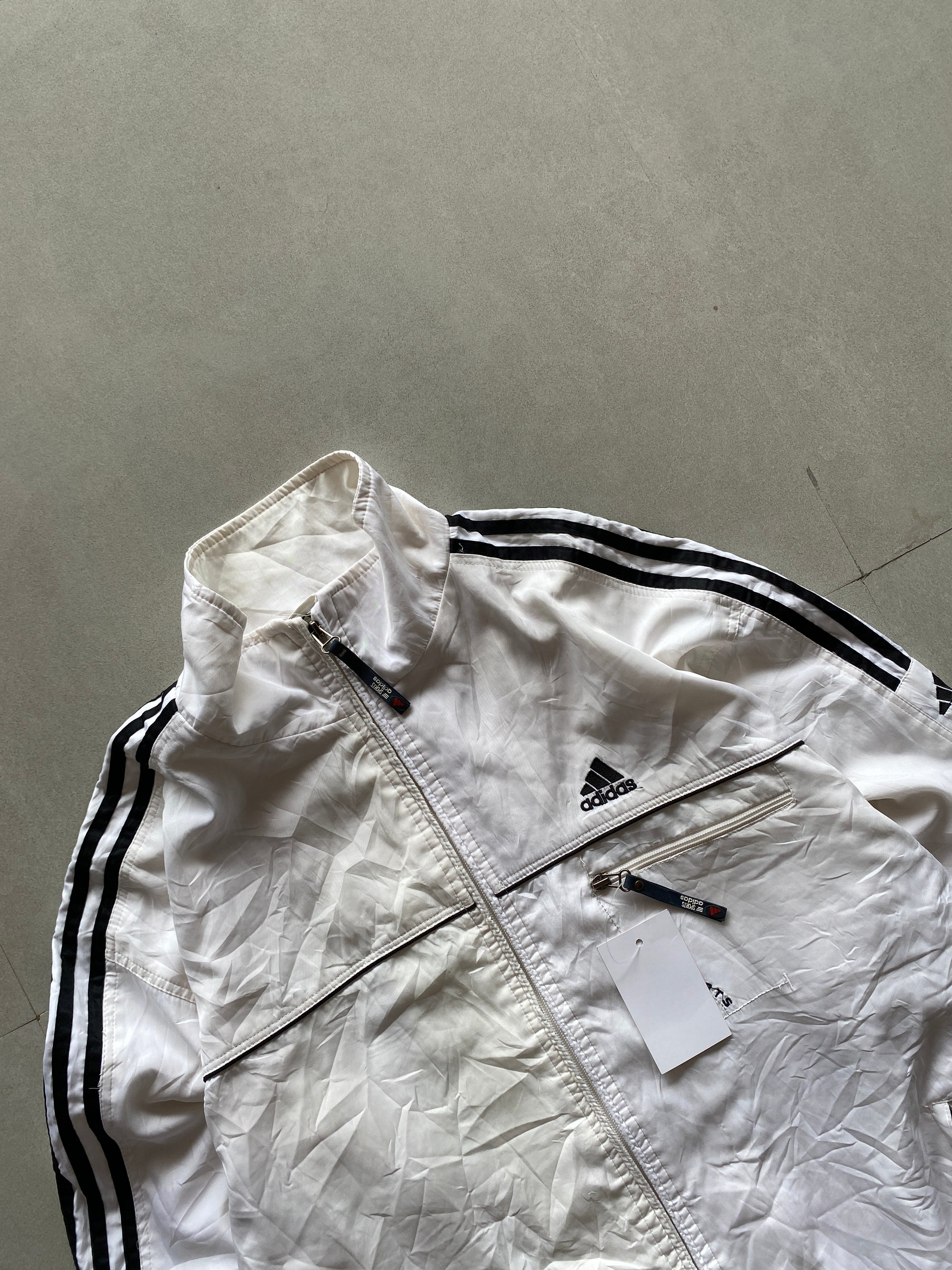 ADIDAS WHITE STRIPED JACKET - XL