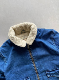 TOP MAN FURRY DENIM JACKET - M