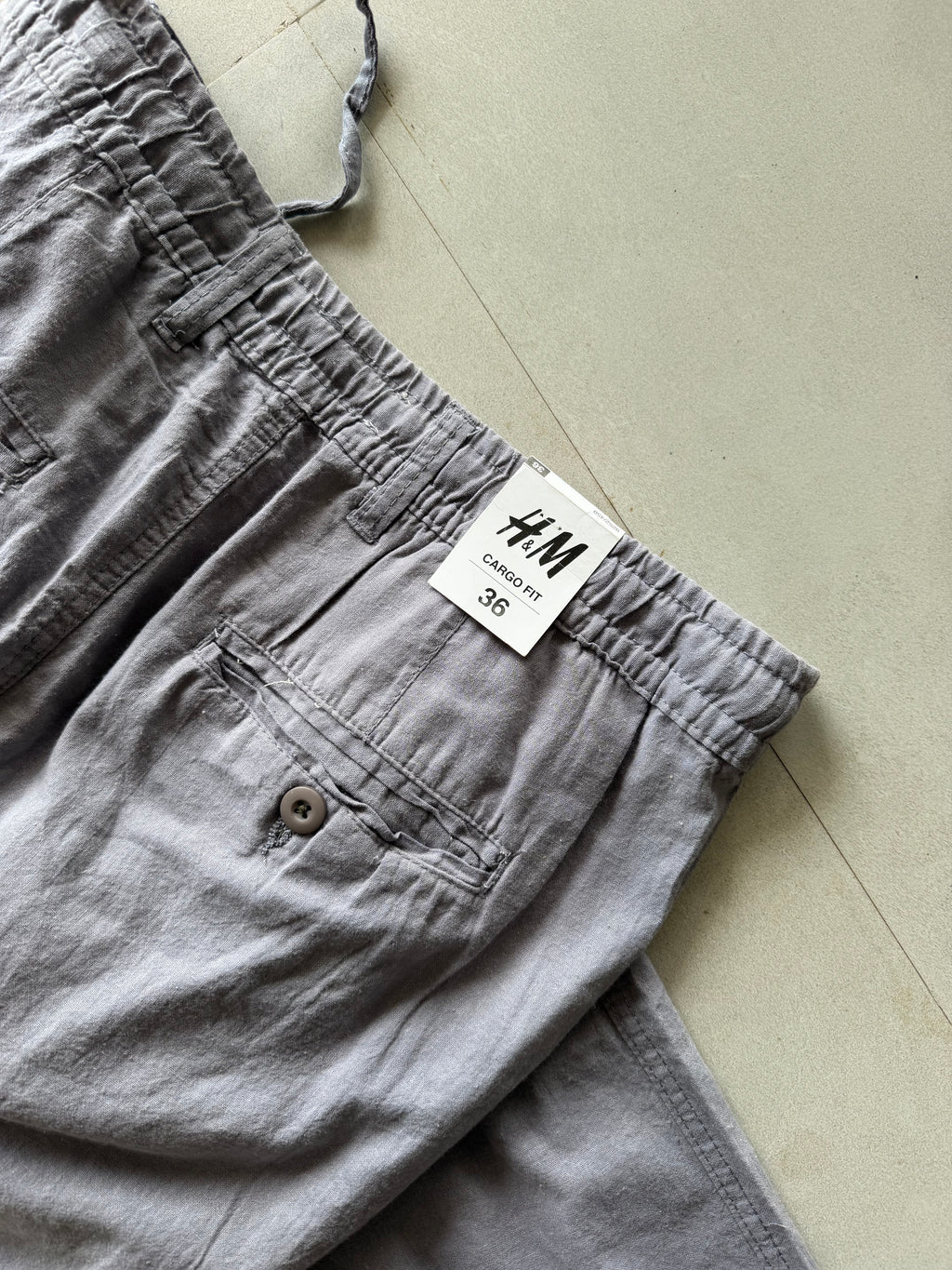 H&M GREY LINEN PANT - L