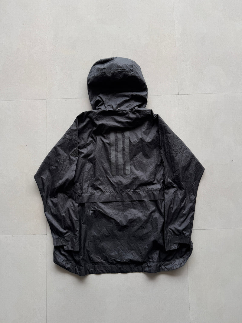ADIDAS BLACK PACKABLE HOODED JACKET - M