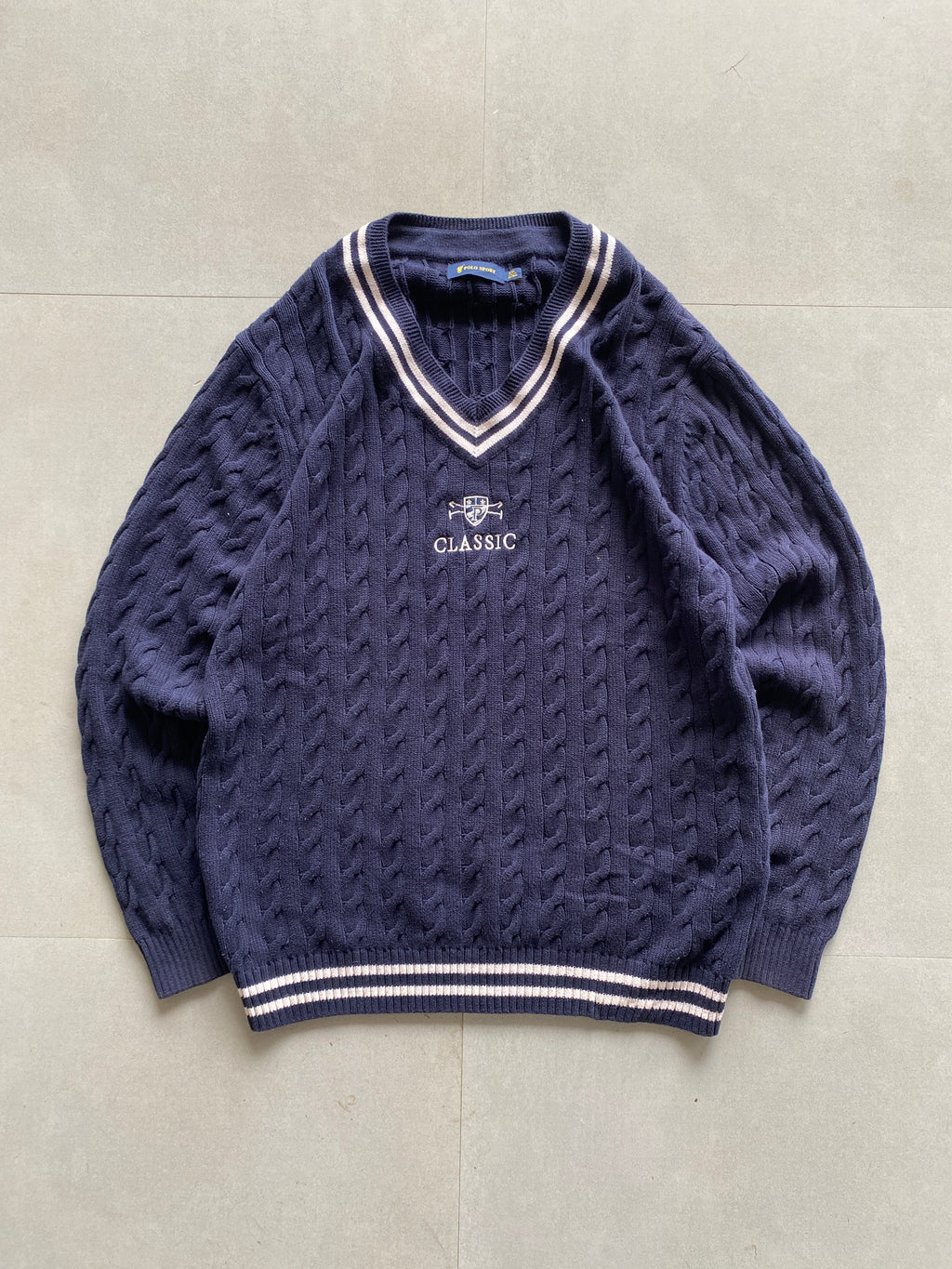 RALPH LAUREN CABLE KNIT SWEATER - L