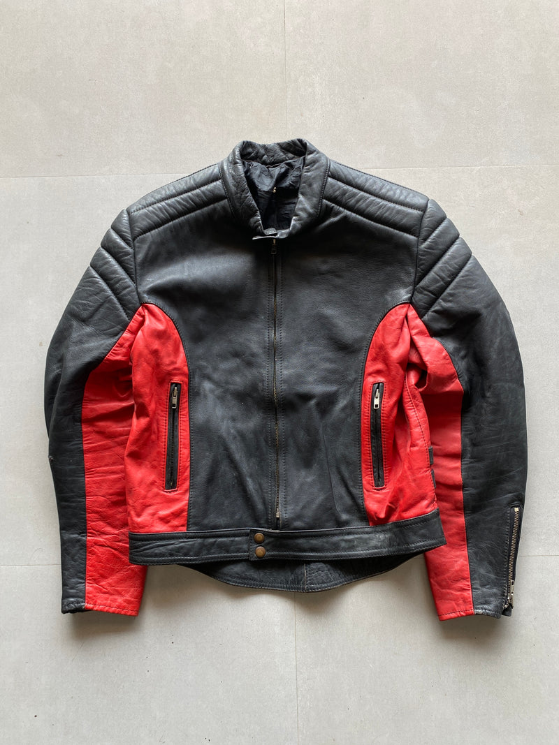 VINTAGE BIKER LEATHER JACKET - M