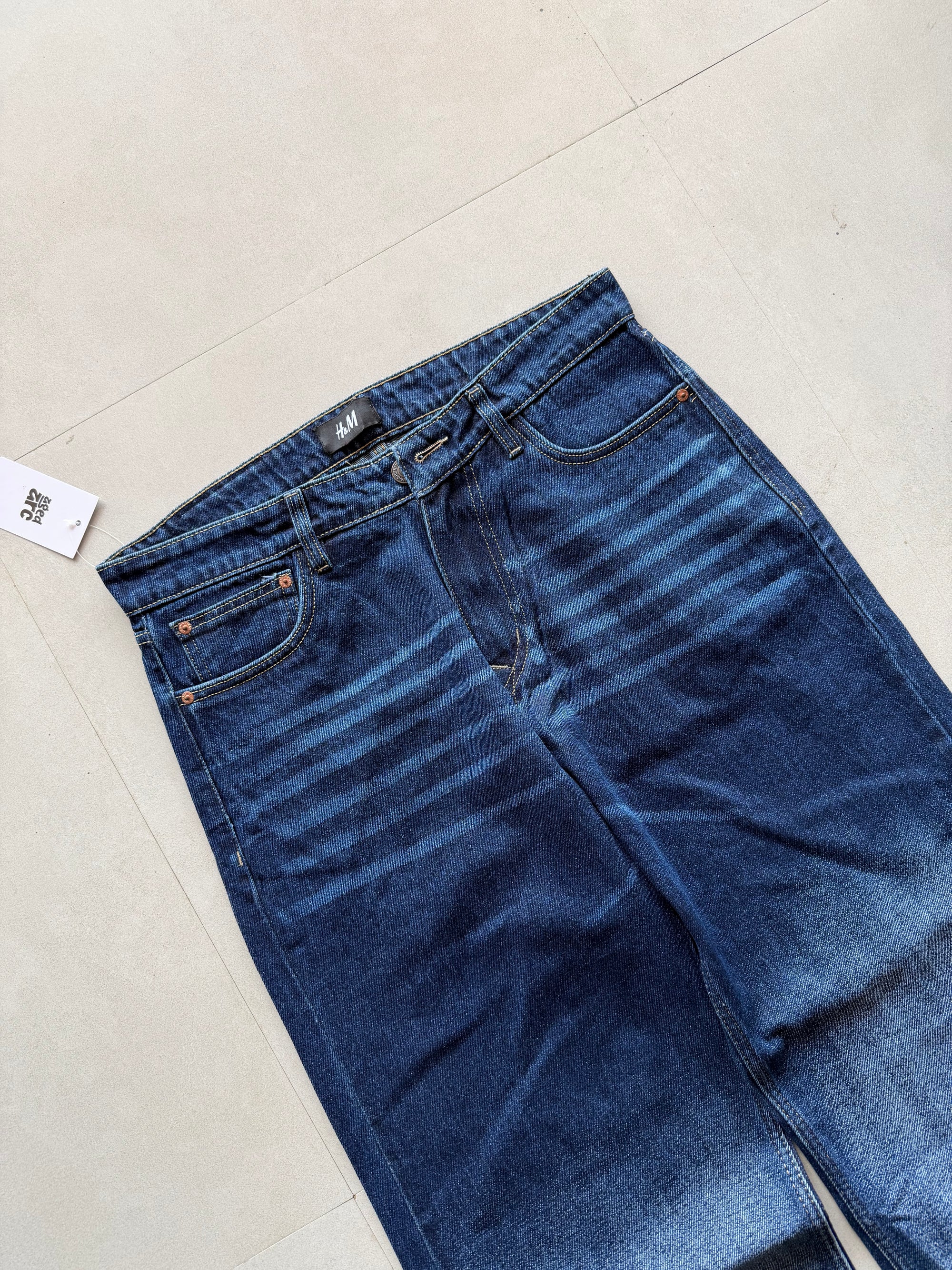 DARK BLUE WASHED WIDE LEG