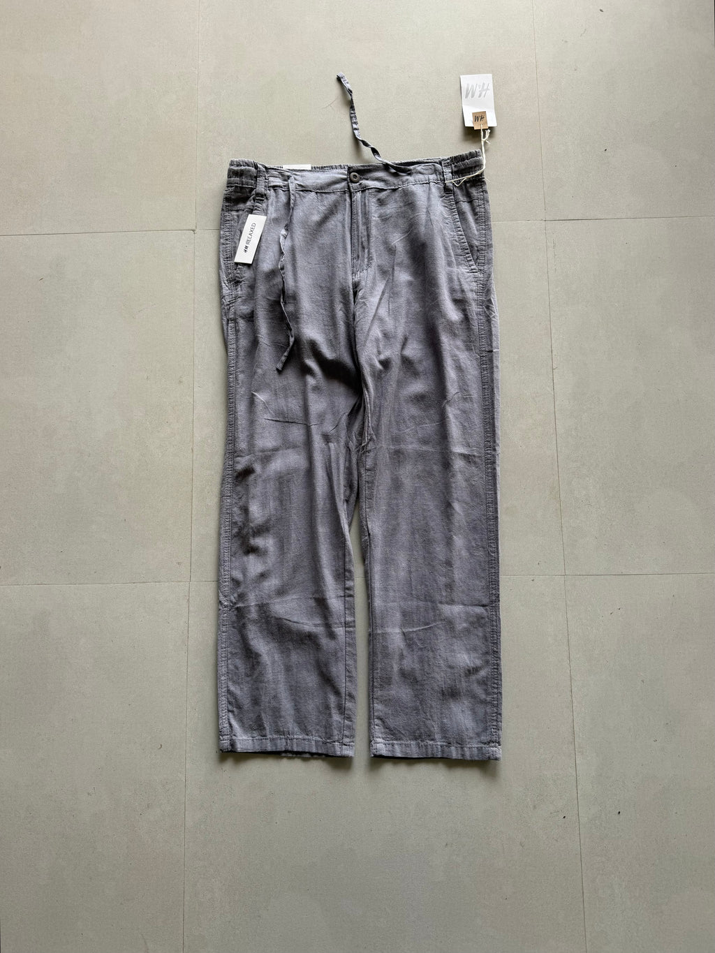 H&M GREY LINEN PANT - L