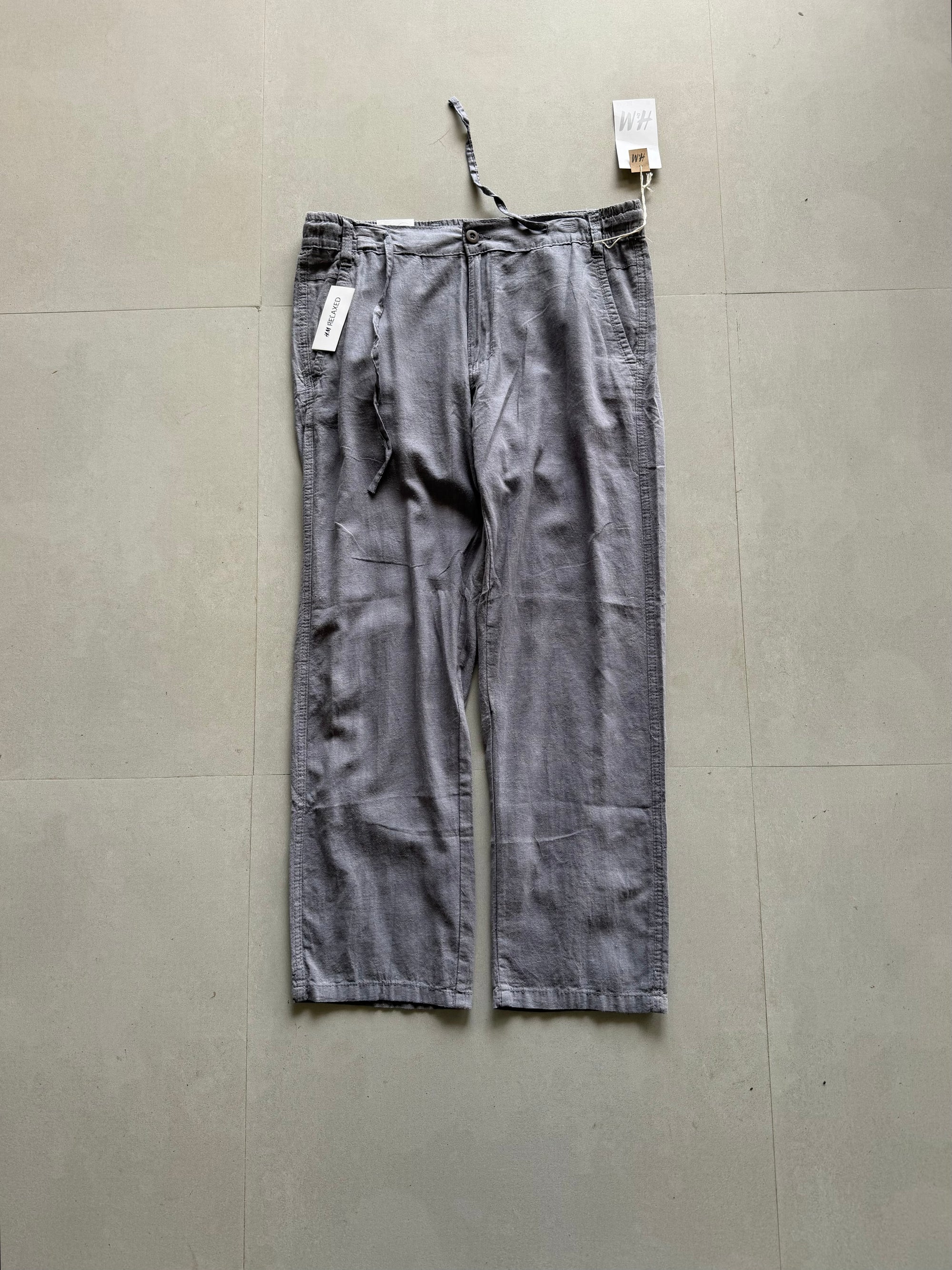 H&M GREY LINEN PANT - L