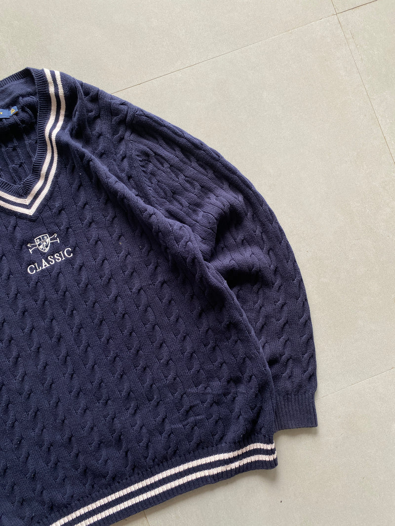 RALPH LAUREN CABLE KNIT SWEATER - L