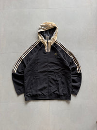 ADIDAS STRIPED HOODED JACKET - L