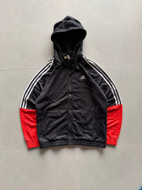 ADIDAS STRIPED HOODED JACKET - M