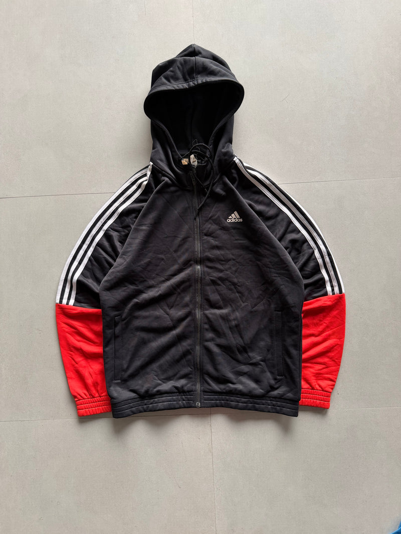 ADIDAS STRIPED HOODED JACKET - M