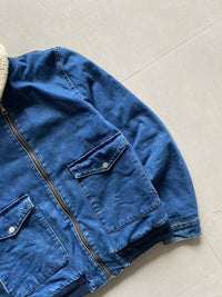 TOP MAN FURRY DENIM JACKET - M