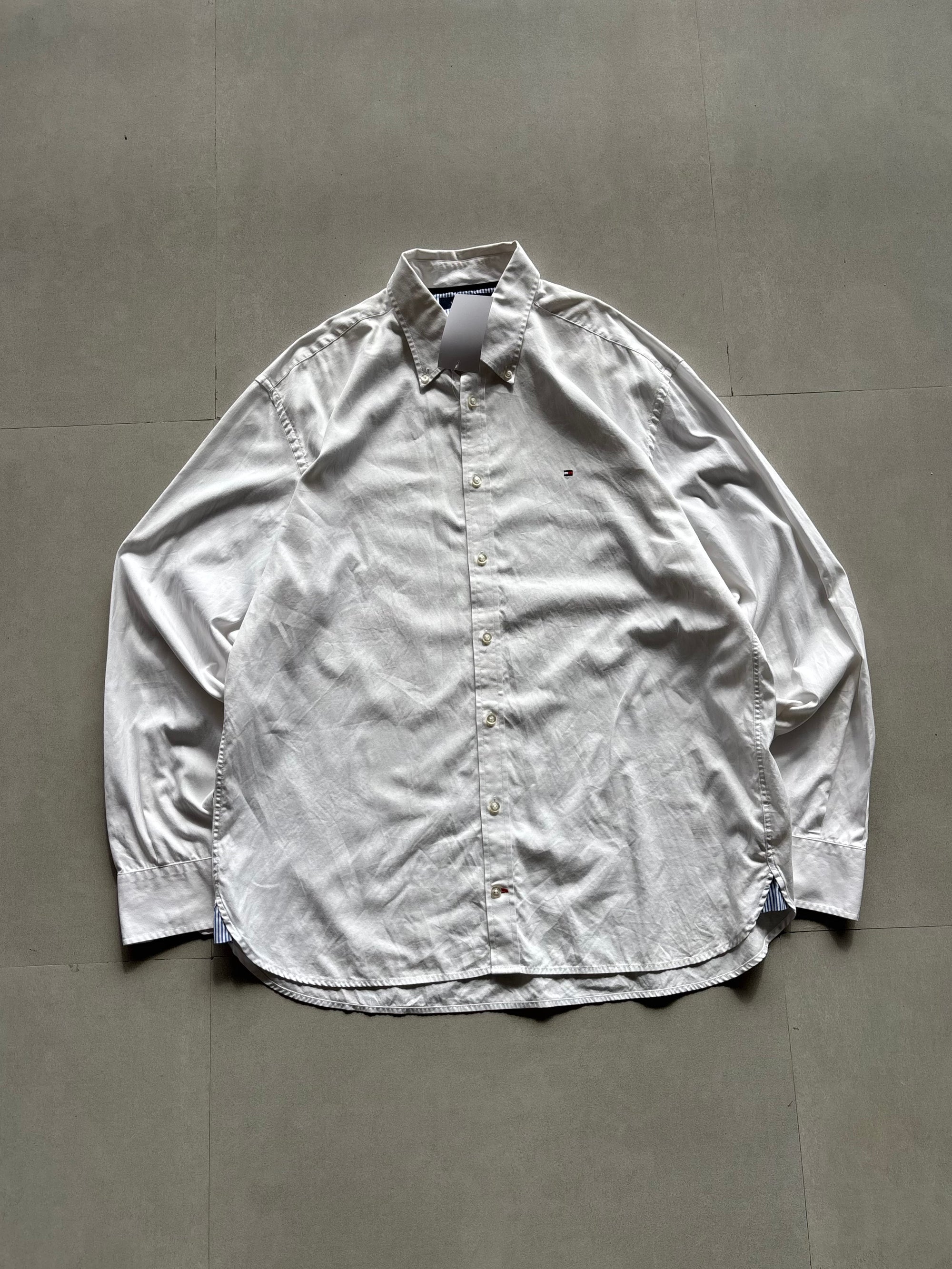 TOMMY HILFIGER WHITE SOLID FORMAL SHIRT - L