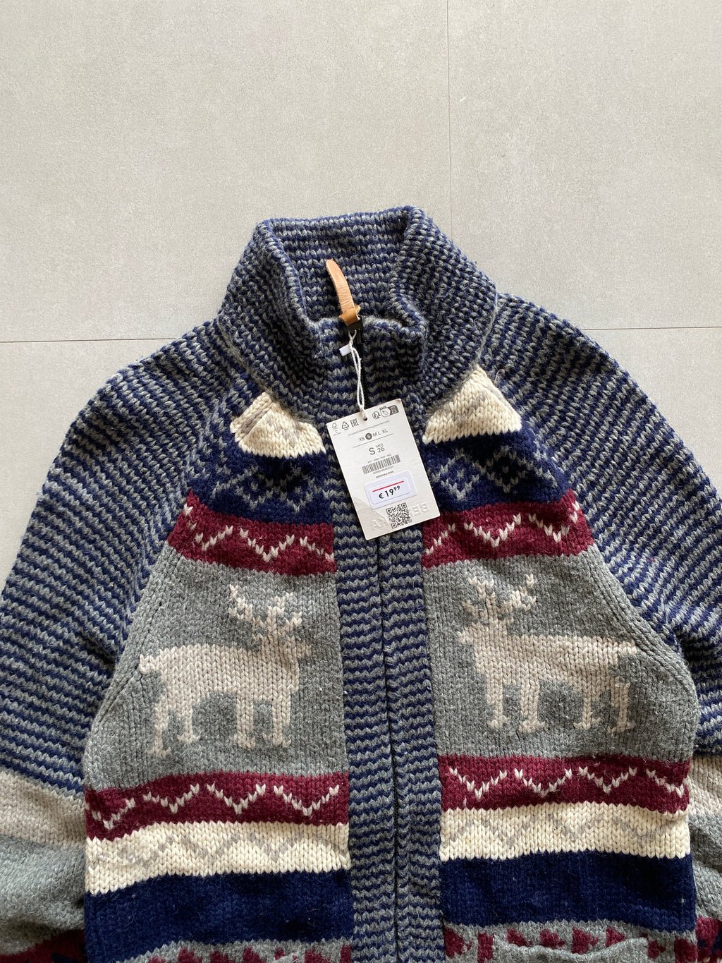 PRINTED KNIT ZIPPER - XS